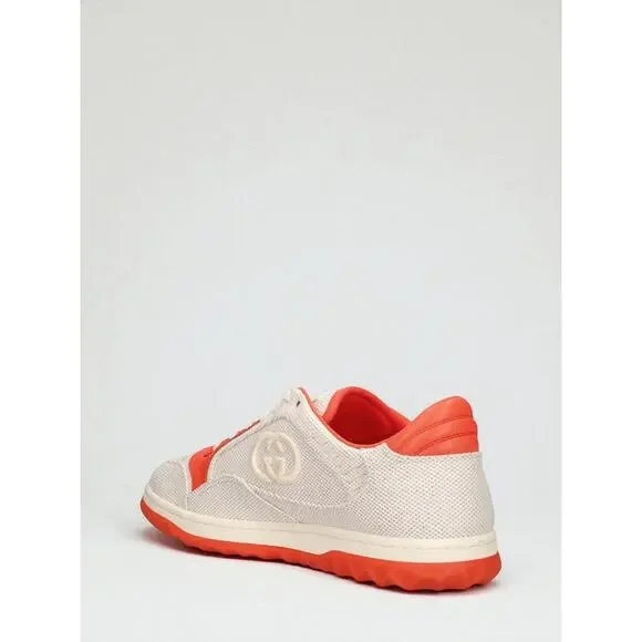 NIB Gucci MAC80 Sneakers Cream Orange Canvas Low Top UK8.5 US9 Authentic
